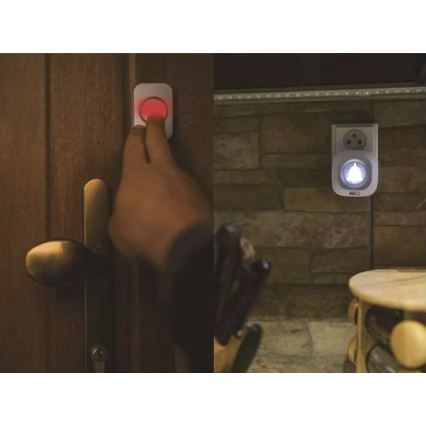 Trådløs plugin-dørklokke 230V + 1xCR2032 IP44 hvid