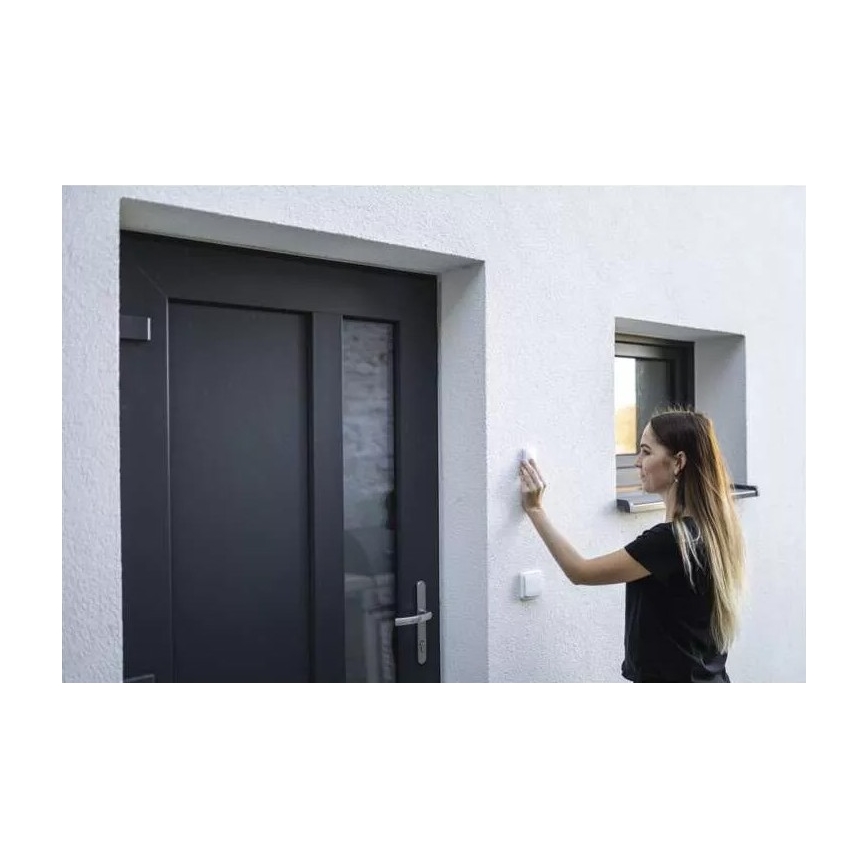 Trådløs plugin-dørklokke 230V + 1xCR2032 IP44 hvid
