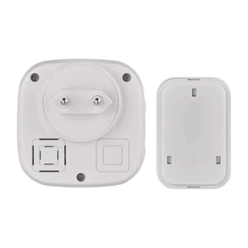 Trådløs plugin-dørklokke 230V + 1xCR2032 IP44 hvid