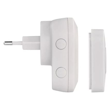 Trådløs plugin-dørklokke 230V + 1xCR2032 IP44 hvid