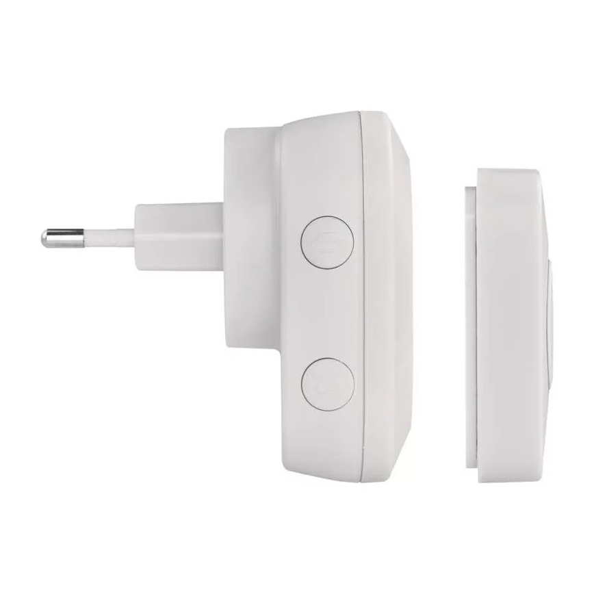 Trådløs plugin-dørklokke 230V + 1xCR2032 IP44 hvid