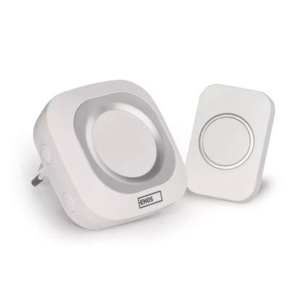 Trådløs plugin-dørklokke 230V + 1xCR2032 IP44 hvid