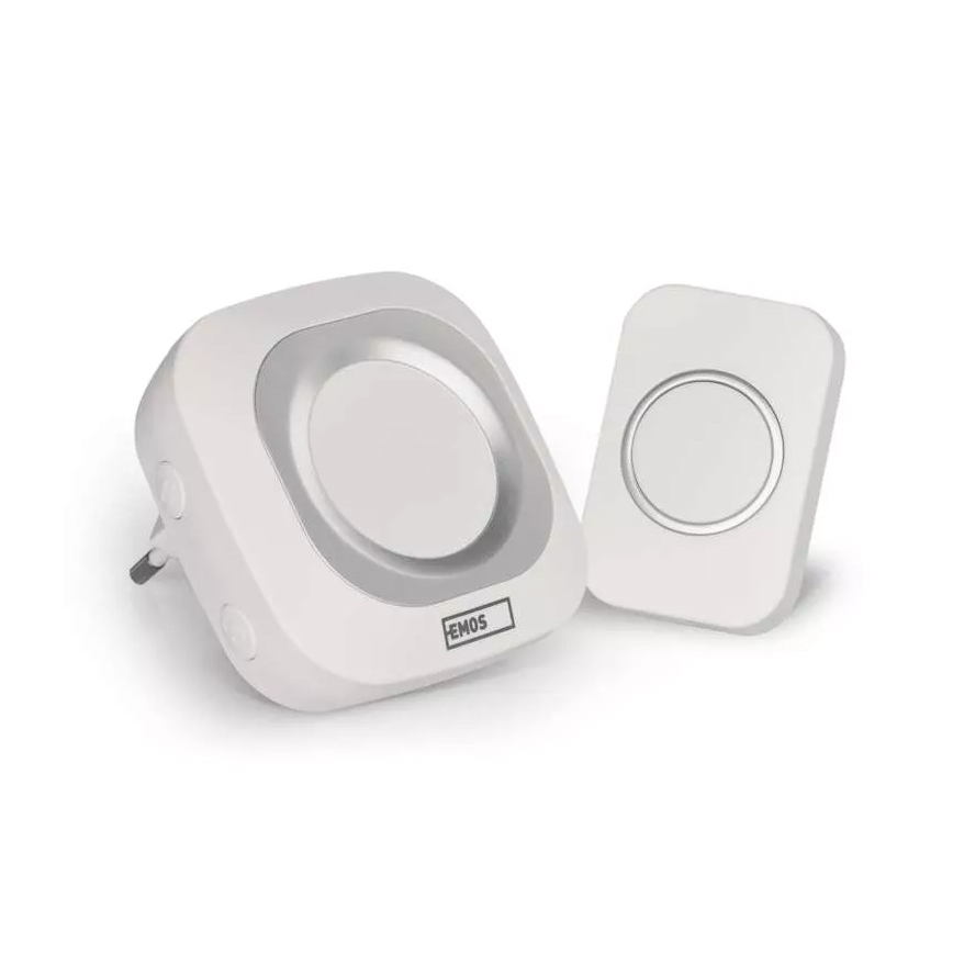 Trådløs plugin-dørklokke 230V + 1xCR2032 IP44 hvid