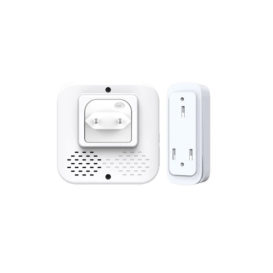 Trådløs plugin-dørklokke kinetisk 230V hvid