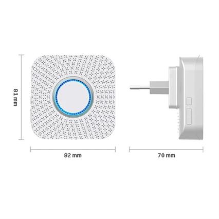 Trådløs plugin-dørklokke kinetisk 230V hvid