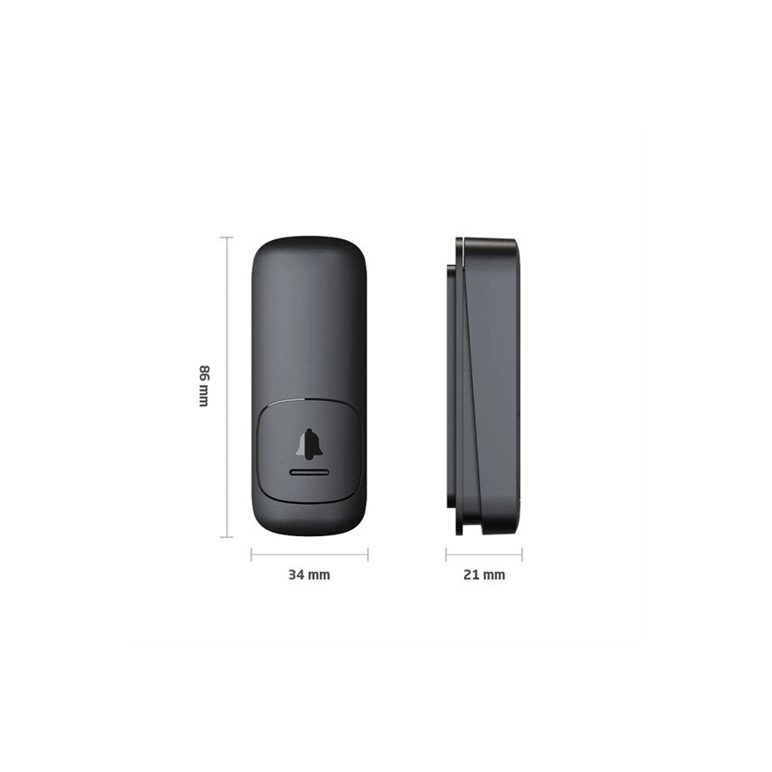 Trådløs plugin-dørklokke kinetisk 230V sort