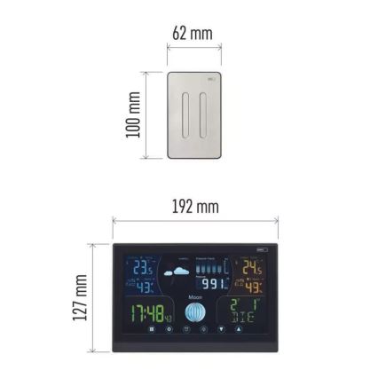 Trådløs vejrstation m. vækkeur 3xAAA/5V + 2xAAA sort