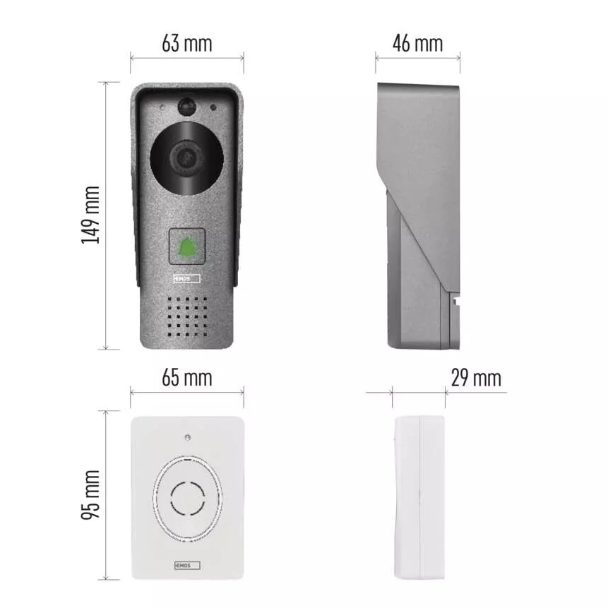 Trådløs videodørklokke med bevægelsessensor GoSmart 12V/3xAA IP44 Wi-Fi Tuya