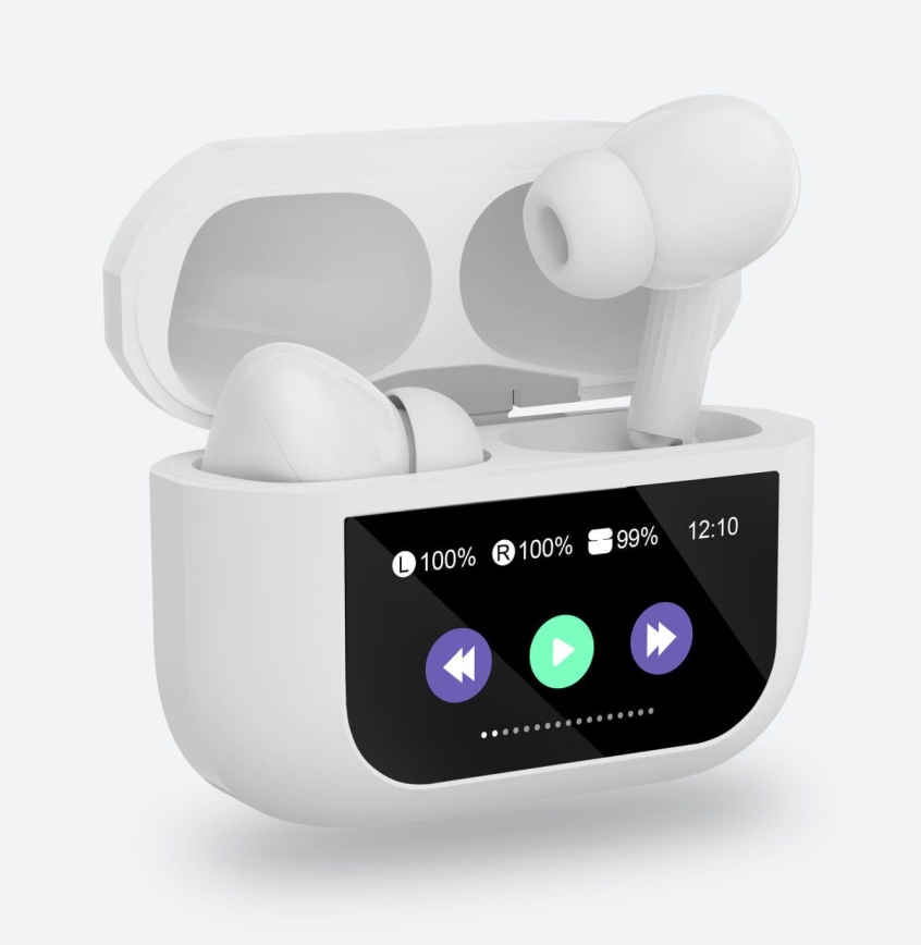 Trådløse høretelefoner med LCD-display 300 mAh + 2x 30 mAh hvid
