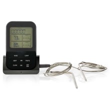 Trådløst stegetermometer med LCD-display og timer 0-250 °C