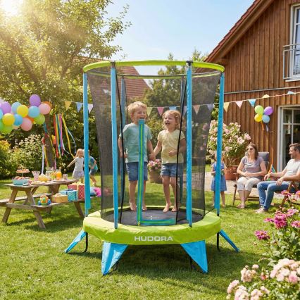 Trampolin til børn Ø 140 cm, blå/grøn