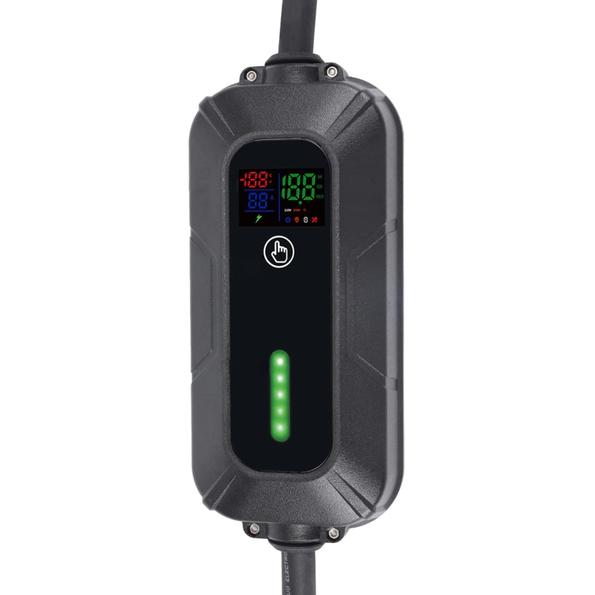 Transportabel ladestation til elbiler EV/PHEV AC Type 2 16A/380V 11kW IP55 5m + adapter 230V 3,7kW + etui
