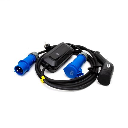 Transportabel ladestation til elbiler EV/PHEV AC Type 2 32A/230V 7,4kW IP55 5m + adapter 230V 3,7kW + etui