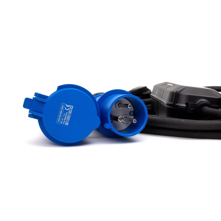 Transportabel ladestation til elbiler EV/PHEV AC Type 2 32A/230V 7,4kW IP55 5m + adapter 230V 3,7kW + etui