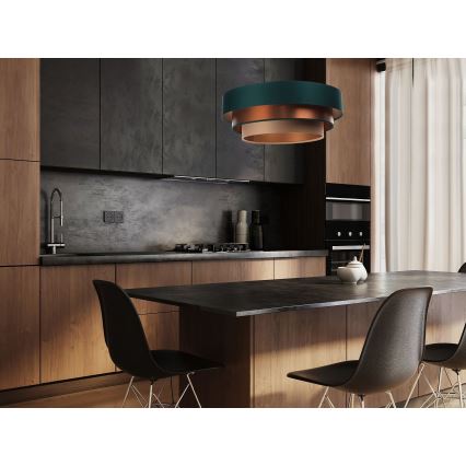 Loftlampe på ledning TRINITI 1xE27/60W/230V grøn/kobber