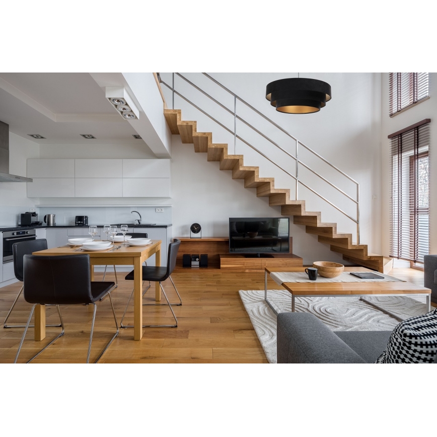 Loftlampe på kabel TRINITI 1xE27/60W/230V sort/guld