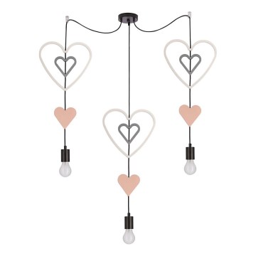 TRIO 3xE27/20W/230V børnekrone - rosa/hvid/grå
