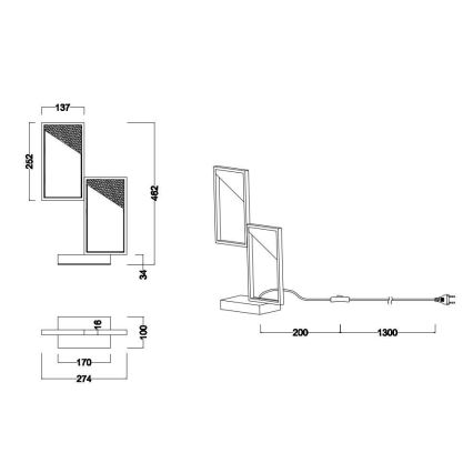 Trio - LED bordlampe dæmpbar CAFU 2xLED/7W/230V