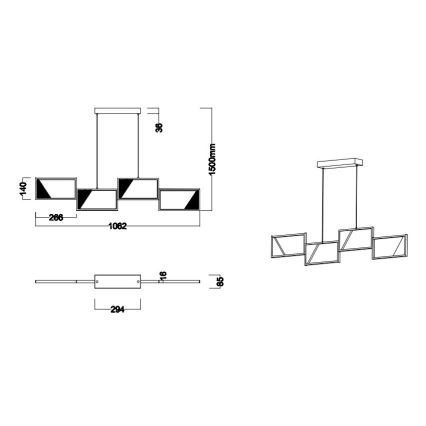 Trio - LED pendel dæmpbar CAFU 4xLED/7W/230V