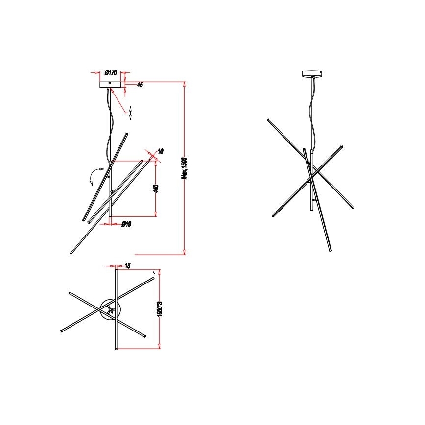 Trio - LED pendel dæmpbar TIRIAC 3xLED/8,5W/230V hvid