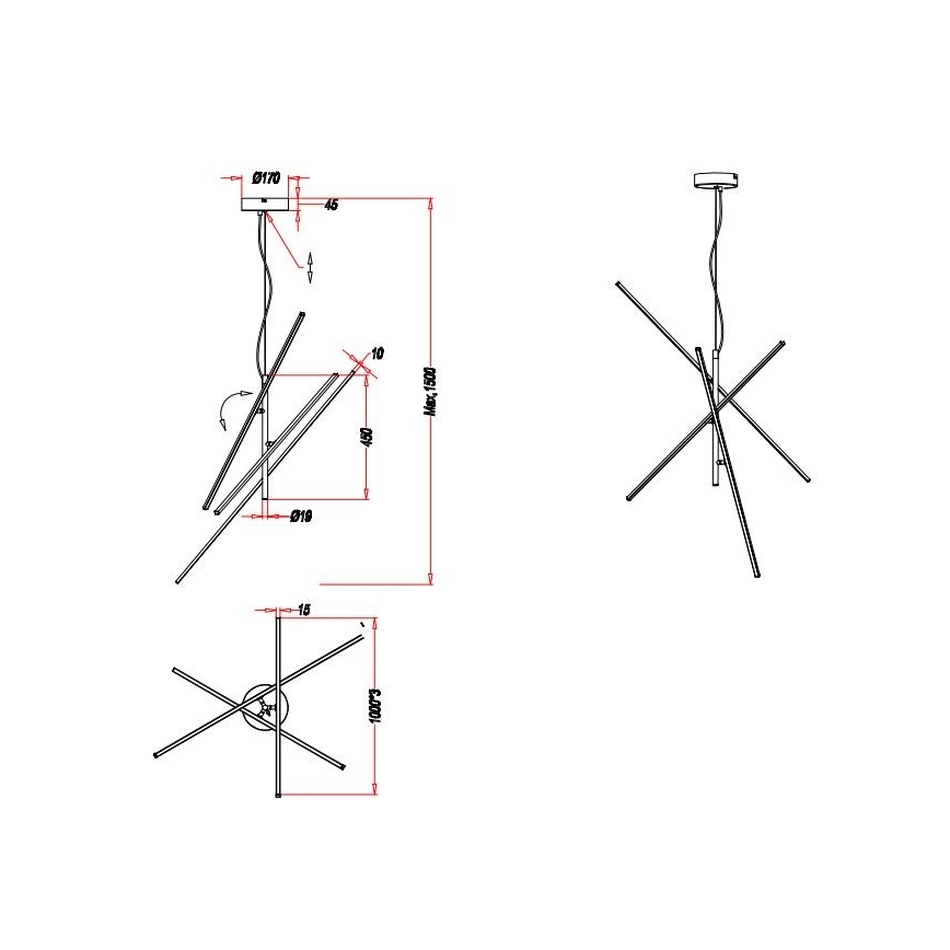 Trio - LED pendel dæmpbar TIRIAC 3xLED/8,5W/230V
