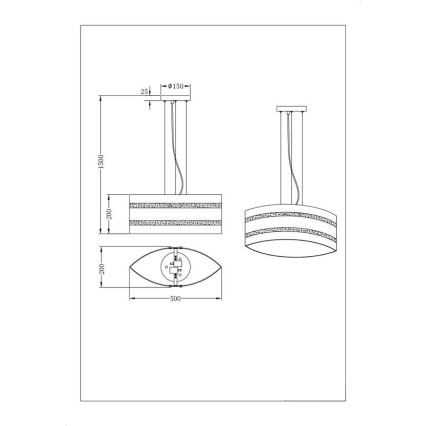 Trio - Loftlampe på ledning NIKOSIA 2xE27/40W/230V guld