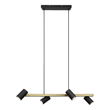 Trio - Loftlampe på wire MARLEY 4xGU10/35W/230V sort/guld