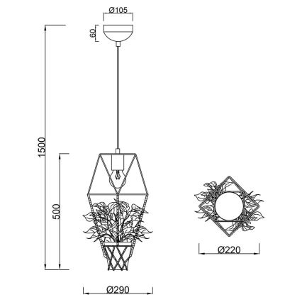 Trio - Loftlampe på ledning PLANT 1xE27/10W/230V