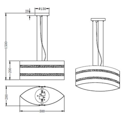 Trio - Loftlampe på ledning NIKOSIA 2xE27/40W/230V sølv