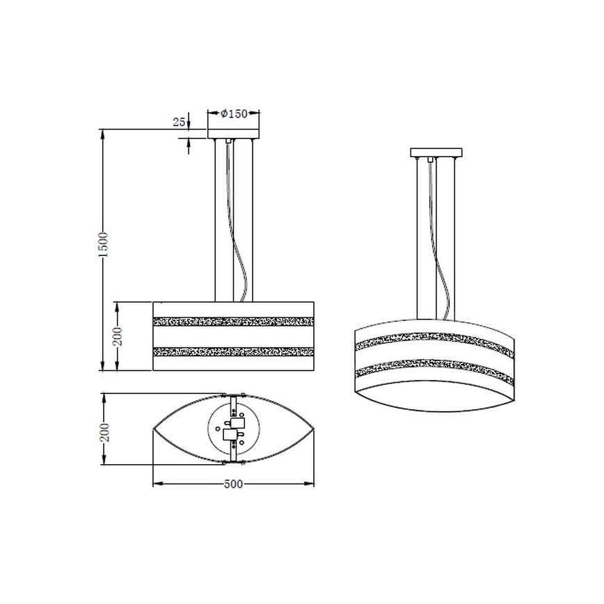 Trio - Loftlampe på ledning NIKOSIA 2xE27/40W/230V sølv