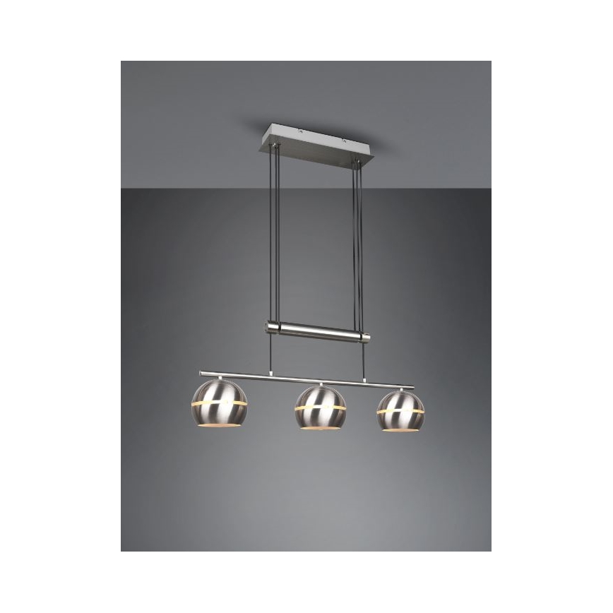 Trio - Pendel FLETCHER 3xE14/40W/230V mat krom