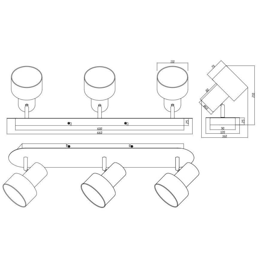 Trio - Spotlampe WAILER 3xGU10/5W/230V mat krom
