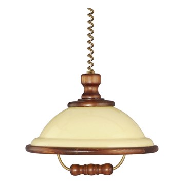 Træk ned lysekrone med nedtrapning AKRYL DR 54 1xE27 / 15W creme / mørk eg