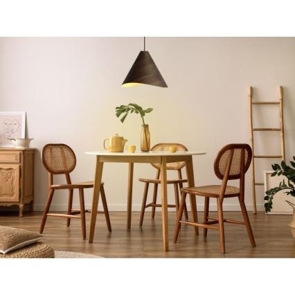 Træpendel med ledning 1xE27/60W/230V Ø 45 cm massivt/valnøddetræ/gummitræ