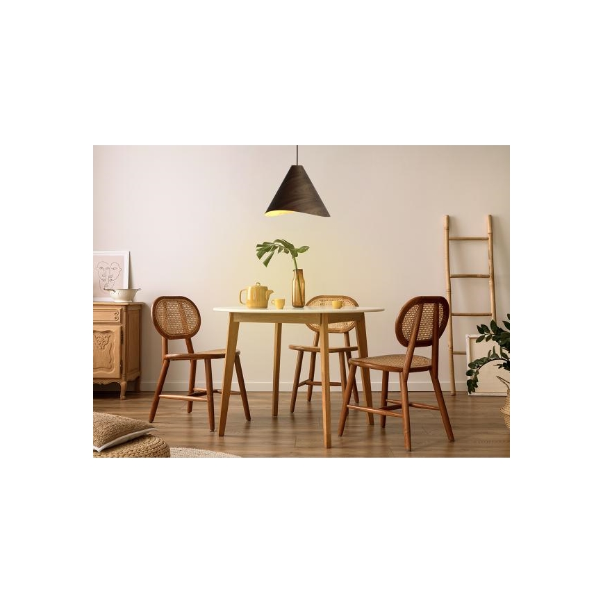 Træpendel med ledning 1xE27/60W/230V Ø 45 cm massivt/valnøddetræ/gummitræ