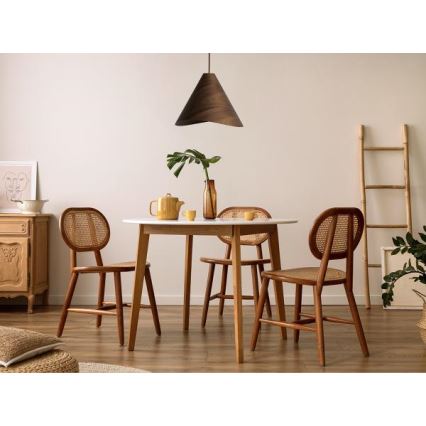 Træpendel med ledning 1xE27/60W/230V Ø 45 cm massivt/valnøddetræ/gummitræ