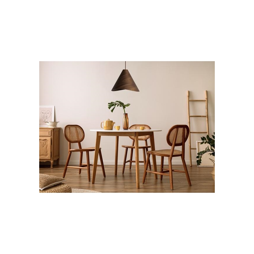 Træpendel med ledning 1xE27/60W/230V Ø 45 cm massivt/valnøddetræ/gummitræ