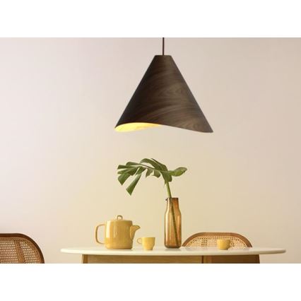Træpendel med ledning 1xE27/60W/230V Ø 45 cm massivt/valnøddetræ/gummitræ