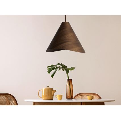 Træpendel med ledning 1xE27/60W/230V Ø 45 cm massivt/valnøddetræ/gummitræ