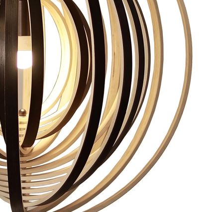 Træpendel med wire, 1xE27/60W/230V, Ø 43,5 cm, massivt træ/finer/gummitræ