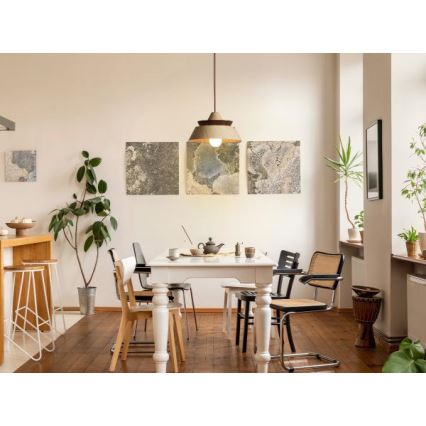 Træpendel på ledning 1xE27/60W/230V Ø 33 cm, massivt træ: eg/valnød/gummitræ