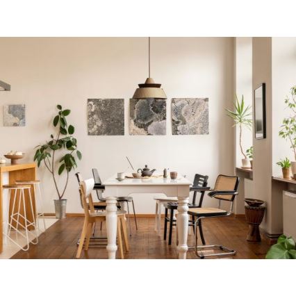 Træpendel på ledning 1xE27/60W/230V Ø 33 cm, massivt træ: eg/valnød/gummitræ