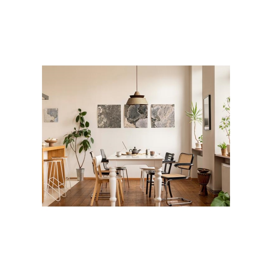 Træpendel på ledning 1xE27/60W/230V Ø 33 cm, massivt træ: eg/valnød/gummitræ