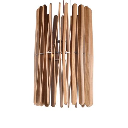 Træpendel på ledning 1xE27/60W/230V Ø 38 cm massivt ask- og gummitræ