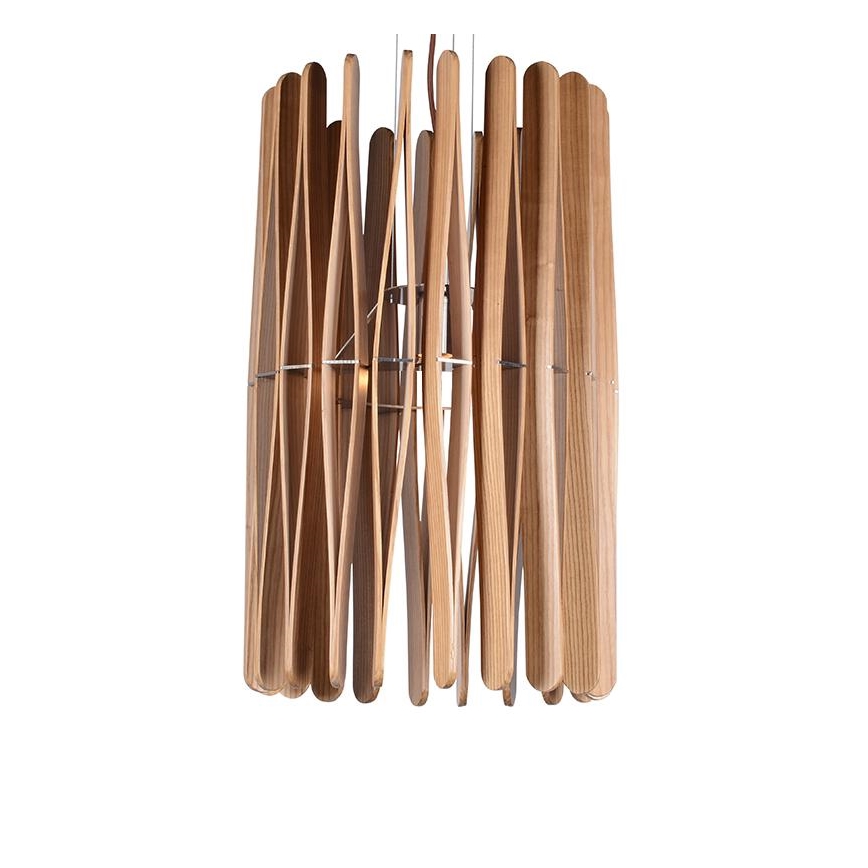 Træpendel på ledning 1xE27/60W/230V Ø 38 cm massivt ask- og gummitræ