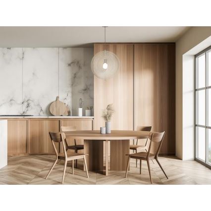 Træpendel på ledning 1xE27/60W/230V Ø 43,5 cm massiv/finer/bøg/gummitræ