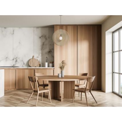 Træpendel på ledning 1xE27/60W/230V Ø 43,5 cm massiv/finer/bøg/gummitræ