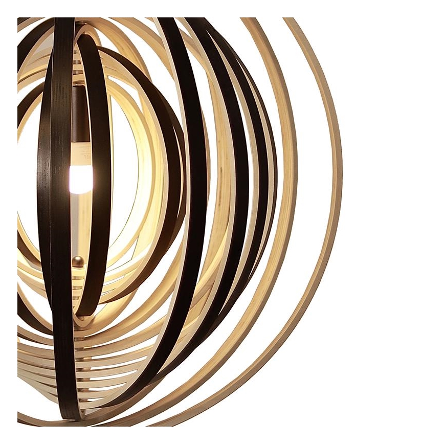 Træpendel på ledning 1xE27/60W/230V Ø 50 cm massivt træ/finér/gummitræ