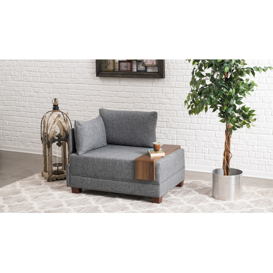 TULA hjørnelænestol, venstrevendt, grå