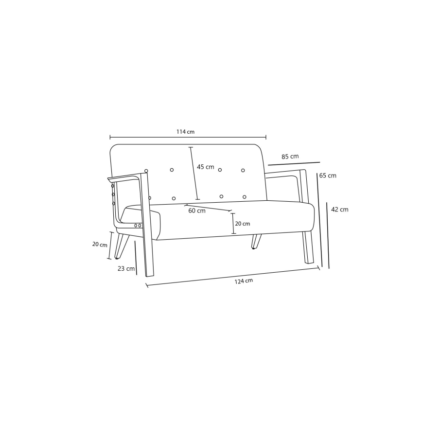 TUMI 2-personers sofa, grå